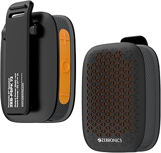 ZEBRONICS Portable Bluetooth Speaker, 4W Output, Up to 6Hrs Playback, Magnetic Clip Design, BT v5.4, TWS Pairing, LED Indicator, Call Function, Media/Volume Control, Type-C (Clipper Pro, Black)