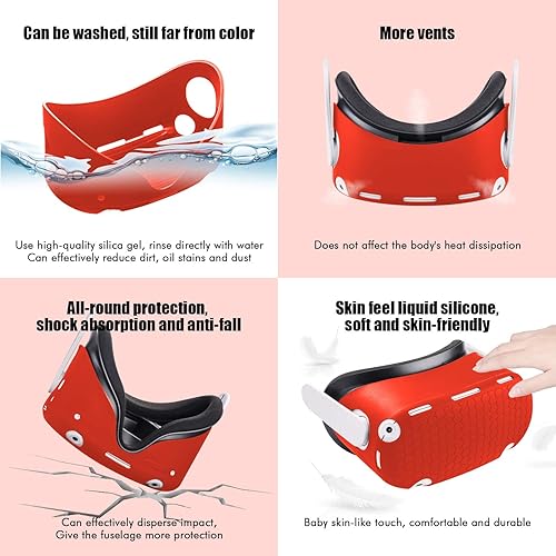 Miniatura 4 de for Oculus Quest 2 Accessories, Compatible with Quest 2 VR Silicone Face Cover, VR Shell Cover, Touch Controller Lengthening Grip Cover with Battery