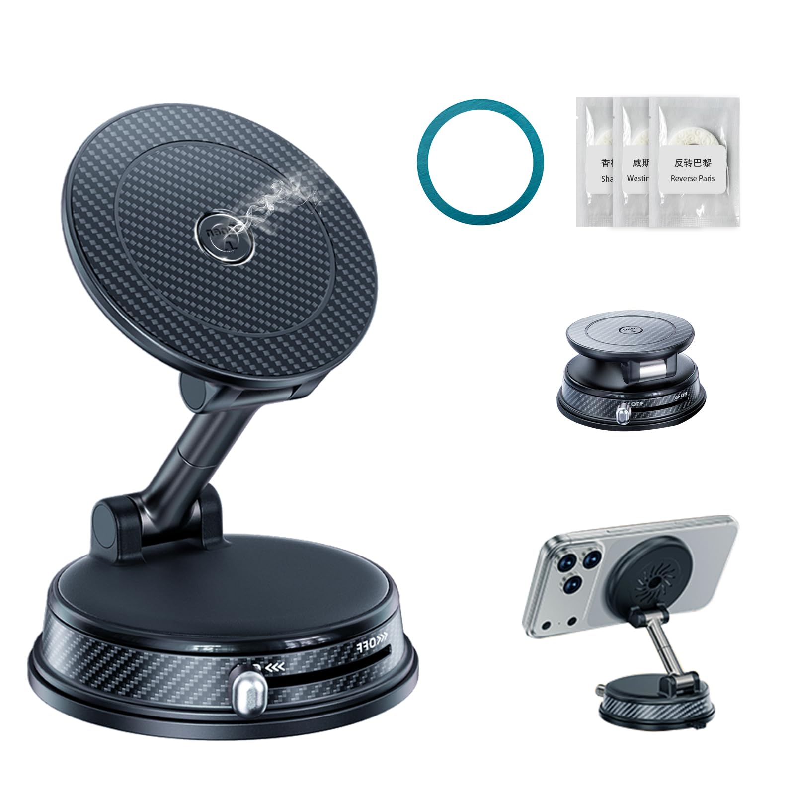 360° Adjustable Car Aromatherapy Tablet Magnetic Phone Holder, Compatible with iPhone 17 Pro Max, 16, 15, 14, 13, 12, Air Plus &amp; More. Perfect for Car, Kitchen, Bedroom, Gym &amp; More