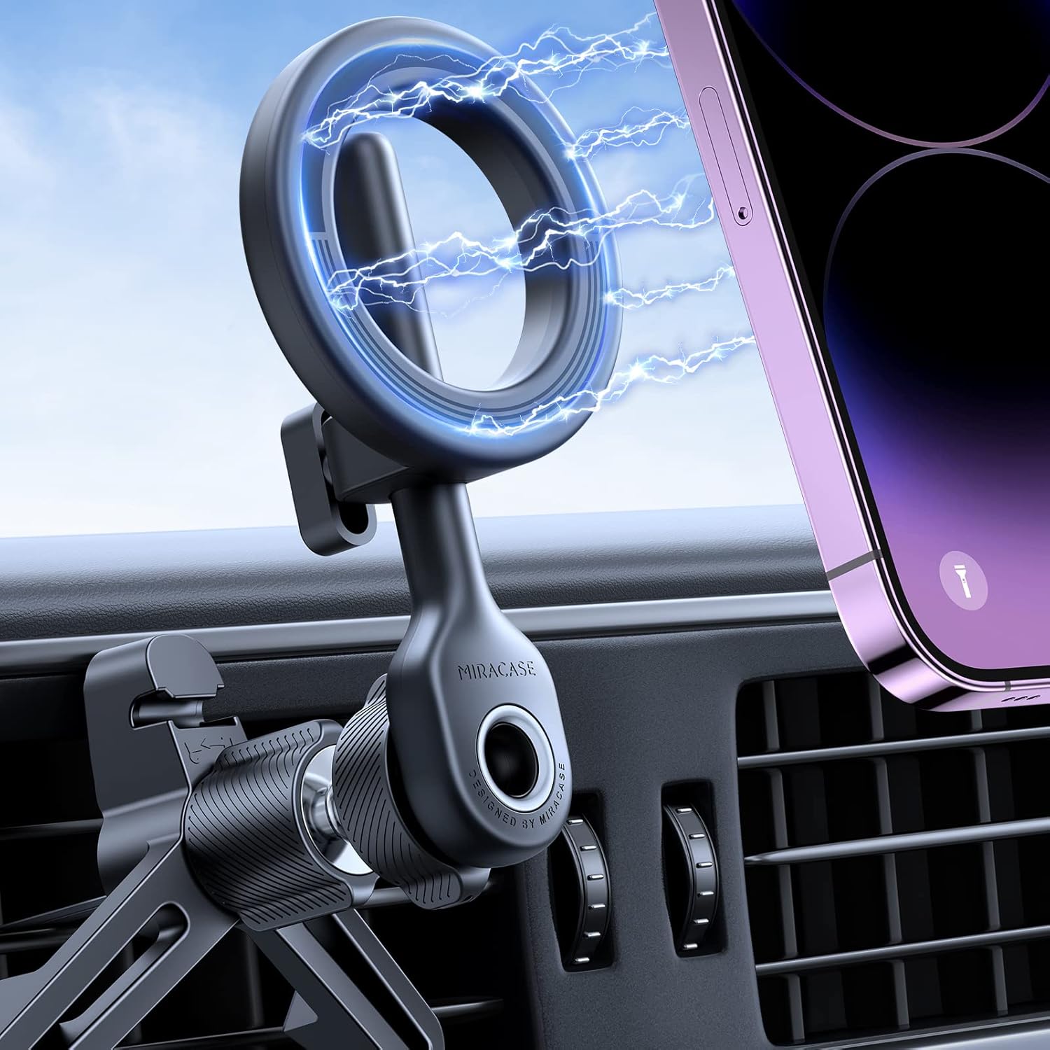 Miracase for MagSafe Car Mount,[Strong Metal Vent Clip] Universal