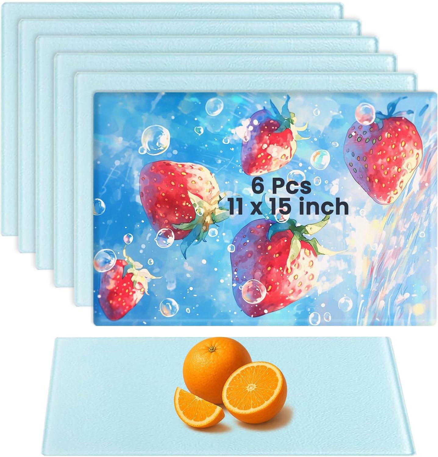 6 Pcs Sublimation Cutting Board Blanks 11x15, Textured Tempered Glass Cutting Board for Kitchen, Personalized Decor as Sublimation Picture Frame, Trivet, Gift, Individual Package & Anti Slip