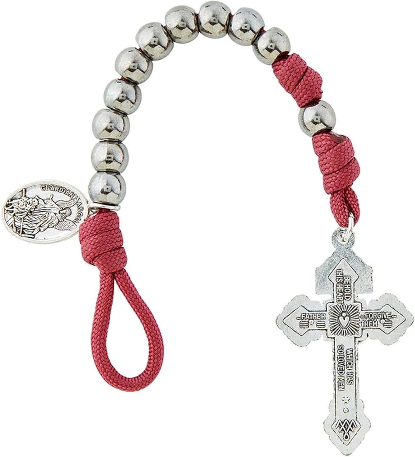 St Michael Pocket Rosary - Laminated St Michael Prayer Card, The Lord's Prayer Card - St Michael Rosary with Hematite Beads - Paracord St Michael Decade Rosary, Catholic Cards, Set of 3 Items - Image 5