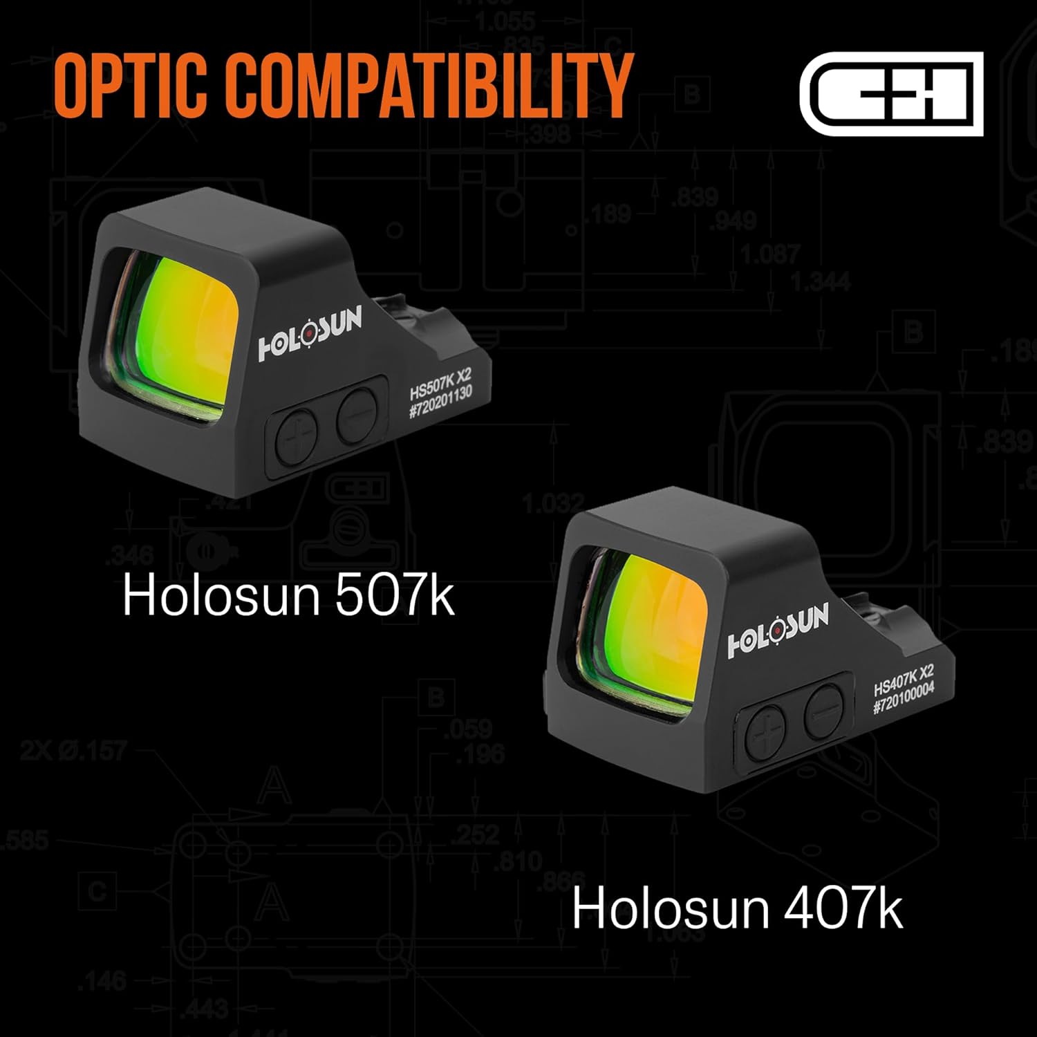 C+H Precision Red Dot Mounting Plate for Springfield Armory Hellcat and Holosun 407K/507K | Made in the USA