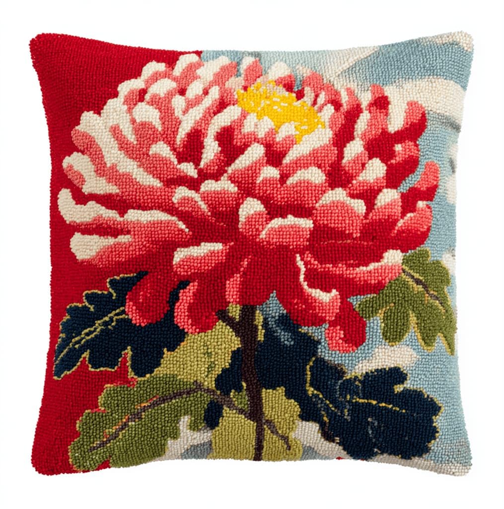 Kitquiver Latch Hook Kits for Adults Chrysanthemum Rug Cover Pillowcase Beginner