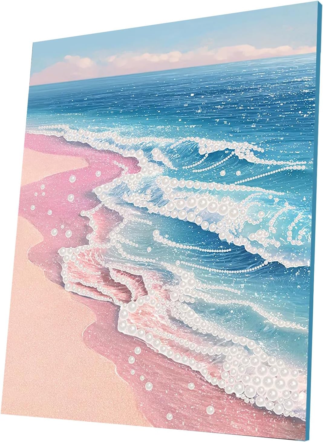 DIY Diamond Pearl Painting Kit for Adults, Flower 3D Pearl Painting Craft with Wooden Frame 40x50cm, Beginner Friendly Home Wall Decor Art, Gift for Women Men Housewarming (Wave-03)