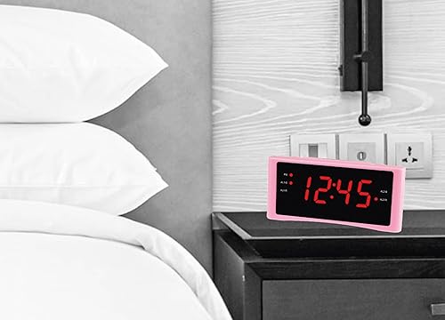 Miniatura 4 de HANNLOMAX Radio despertador HX-151CR, radio PLL AMFM, alarma dual, pantalla LED roja de 1.2 pulgadas, solo operación de CA. (rosa)