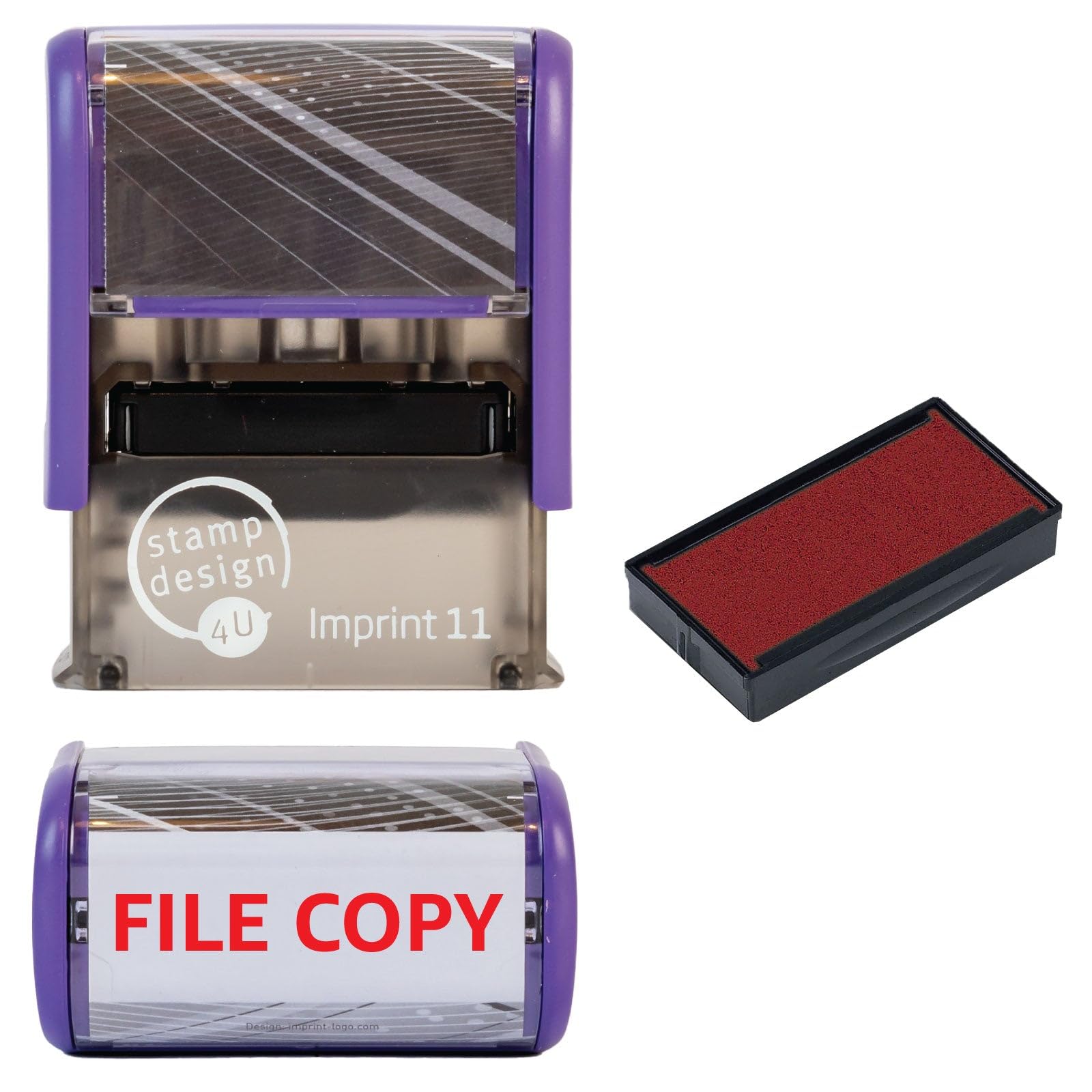 File Copy Self Inking Rubber Stamp for Stamping Your File Copy Documents - Red File Copy Stamp with 1 Extra Inkpad