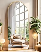 Vista 13 de Espejo arqueado de longitud completa, espejo de suelo con soporte, espejo grande de 18 x 58 pulgadas, espejo de pared de longitud completa, espejo