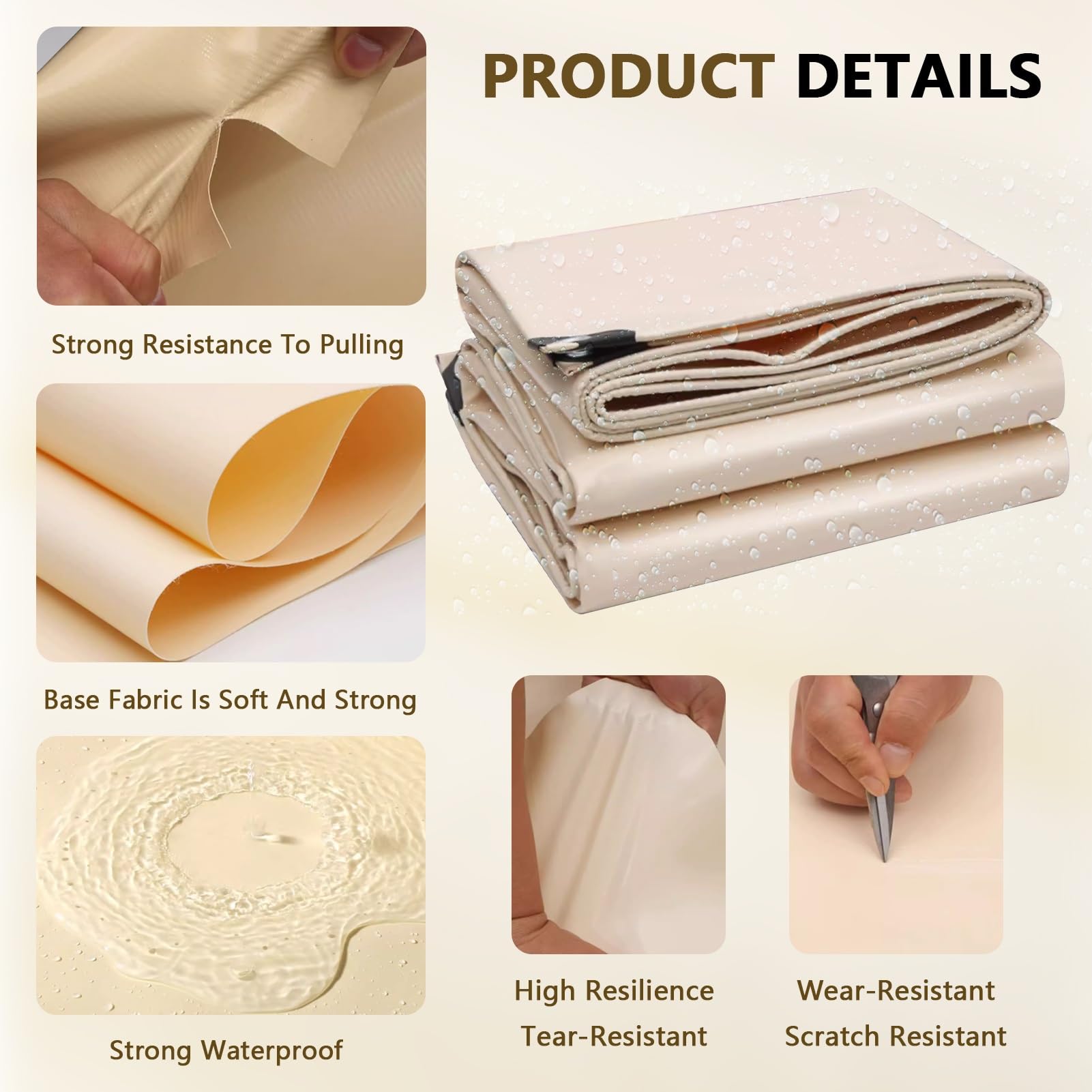 Telo di Tela Cerata Resistente Telo di Tela Impermeabile al 100%, Telo di Copertura Beige 2m x 2m Telo di Fondo 3m x 4m Tenda Pieghevole Antipioggia con Occhielli robusti (Size : 1.5x4m)
