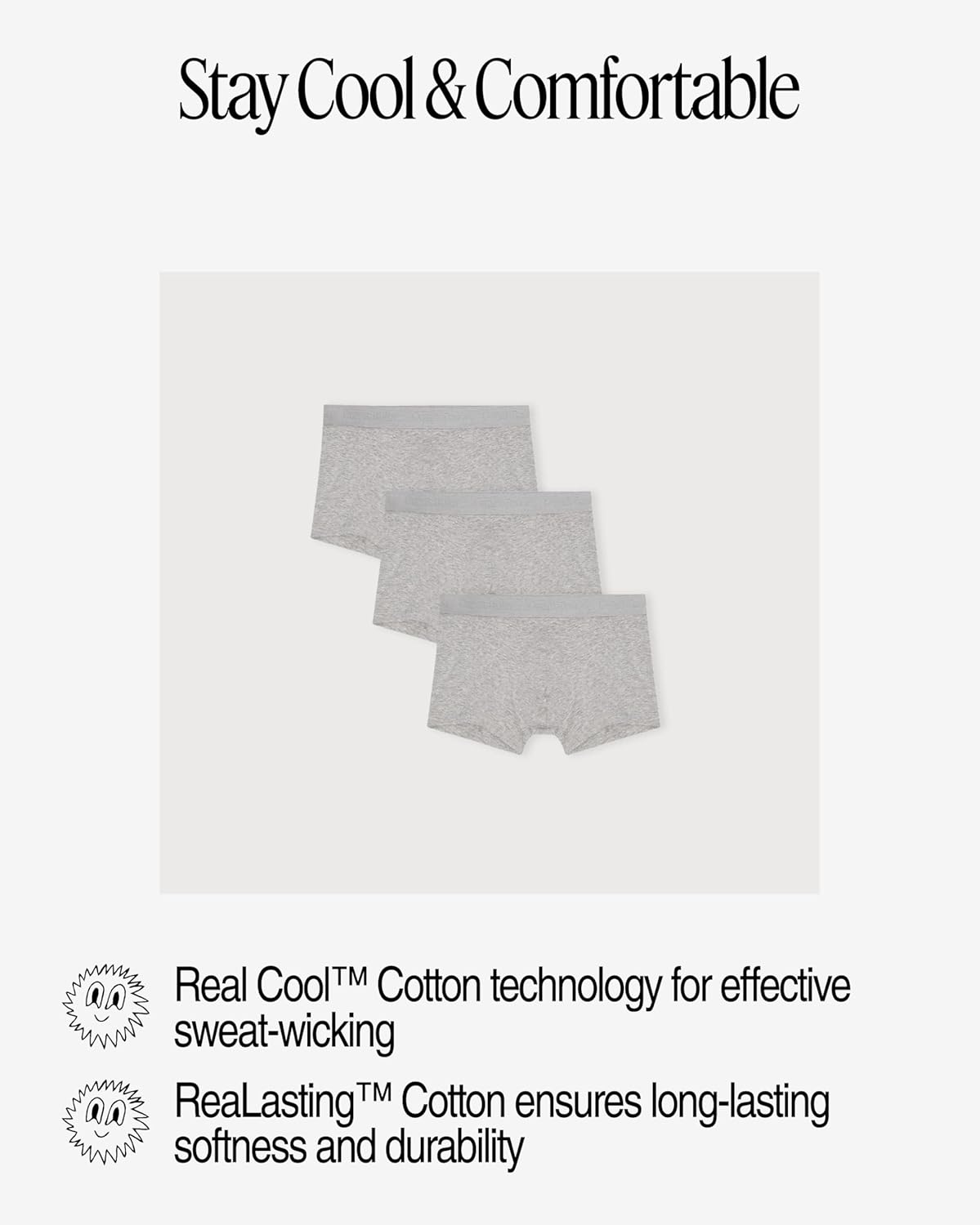 Organic Basics Men's Core 3" Organic Cotton Boxer Trunk Underwear 3-Pack, Grey Melange/Grey Melange/Grey Melange, XXX-Large - Image 6