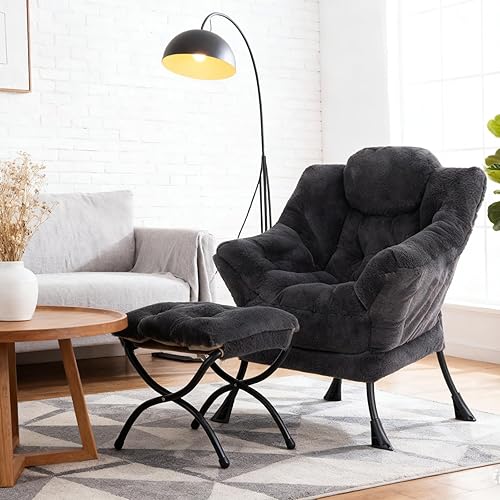 Miniatura 203 de Welnow Silla Lazy con otomana, moderna silla de descanso con reposabrazos y un bolsillo lateral, sillón para sofá de ocio, sillón de lectura