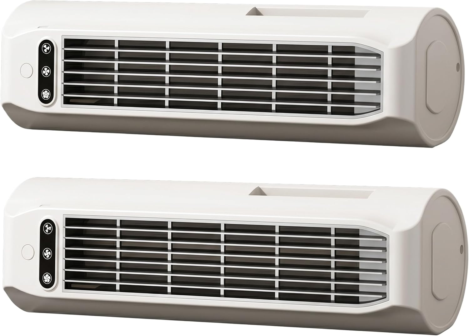 2 Set Wireless Air Conditioner, 3 Speed USB Rechargeable Small Tower Fan Standing & Wall & Lying Mount Cooling Fan with Phone Holder for Home & Office, White