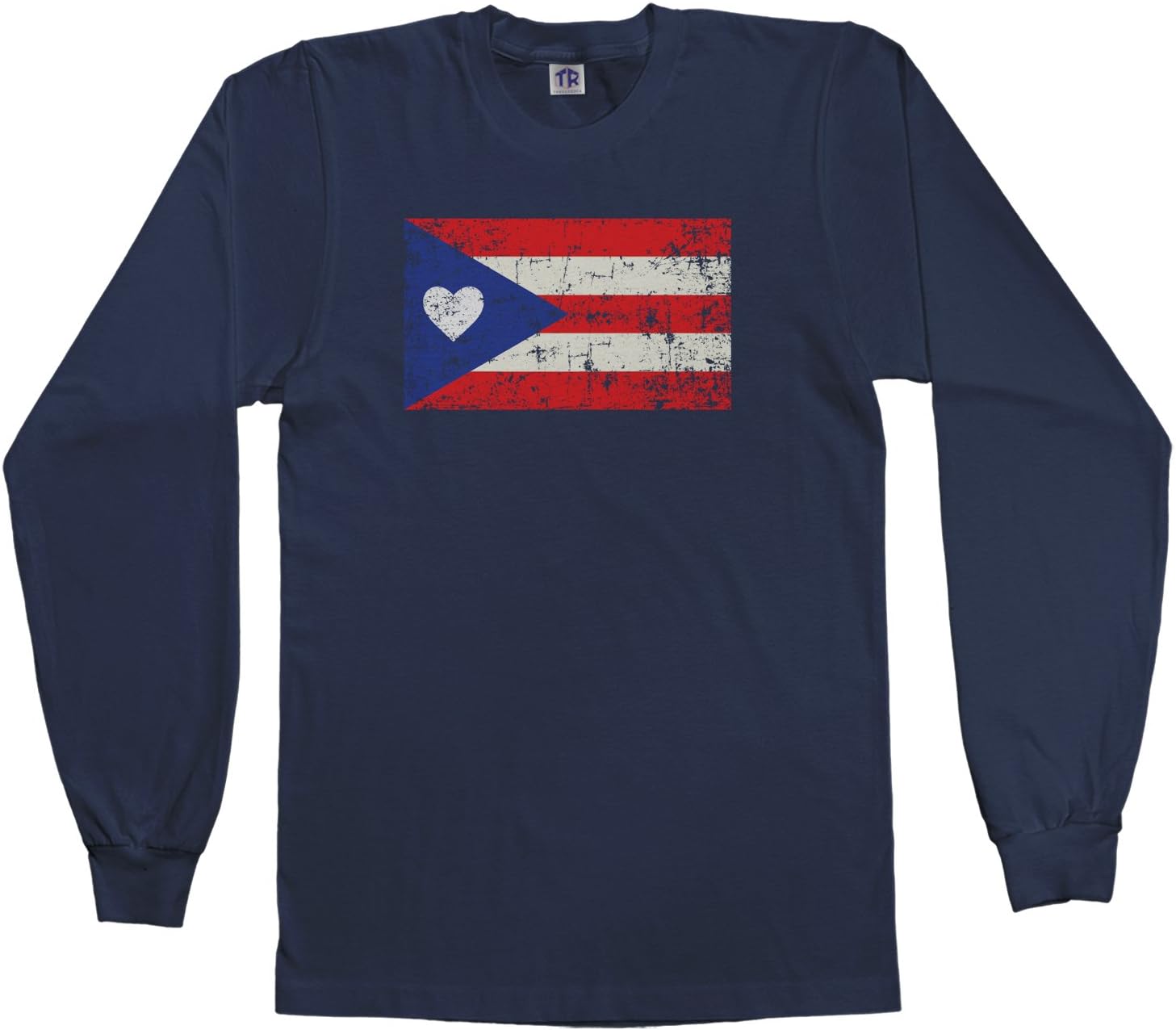 Threadrock Kids Puerto Rico Flag with Heart Youth Long Sleeve T-Shirt