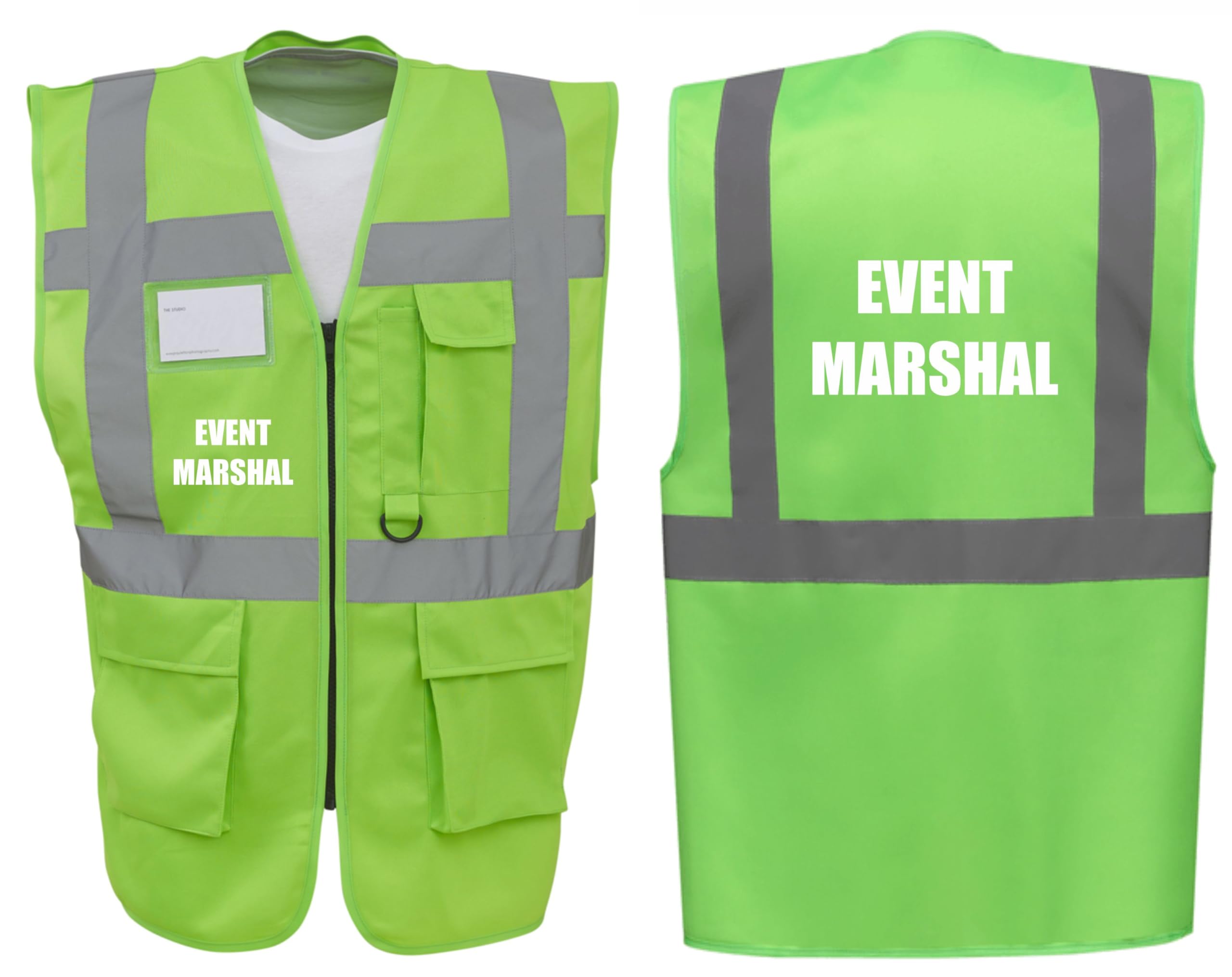 Event Marshal Superior Zipped Hi Vis Vest High Visibility Safety Waistcoat Pockets Reflective Bands Event Staff, Event Support, 12 Colour Options, Brook Hi Vis (Lime Green, 3XL)