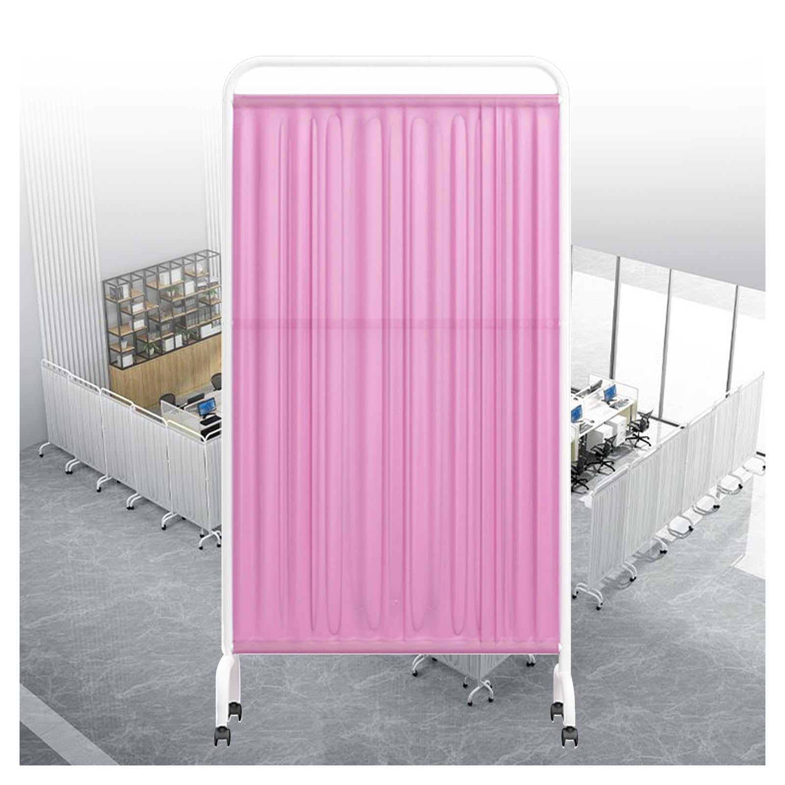Pannello Singolo divisorio Medico per la Privacy, Altezza 1,8 m, Schermo Protettivo per Ambienti, divisorio Pieghevole con Ruote per Ufficio/Stanza/Ristorante/Ospedale (Rosa, 1 Pannello)