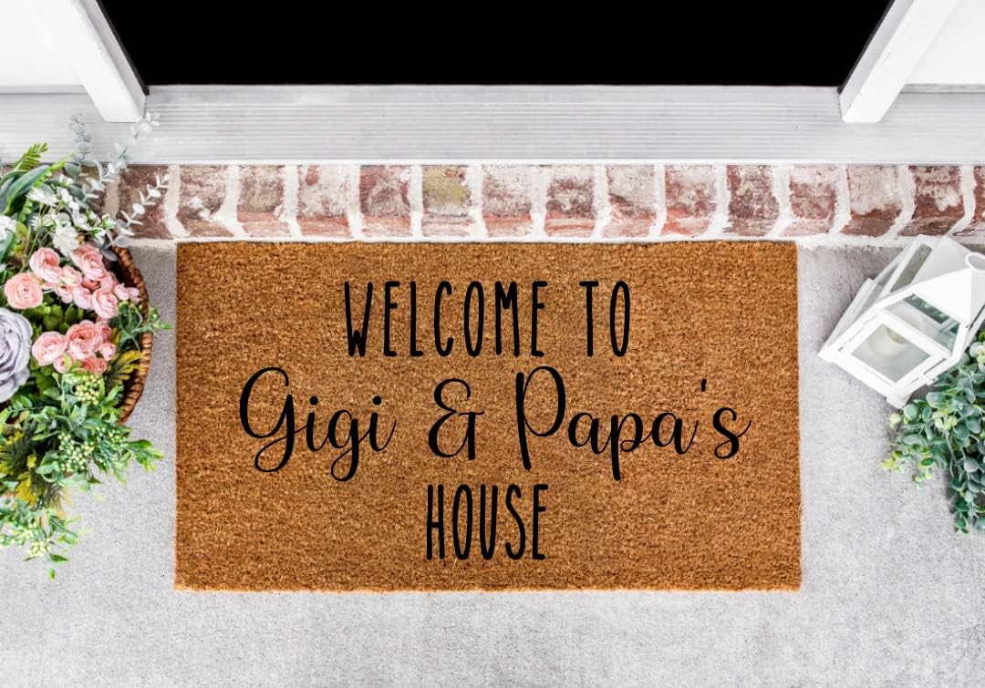 Customizable Grandparent's Gift, Gigi and Papa's House, Gift for Mom, Grandparent Doormat, Grandparent Gift, Nanny, Nana, Grandma Gift, Nana and Papa, Door Mat, Coir Doormat