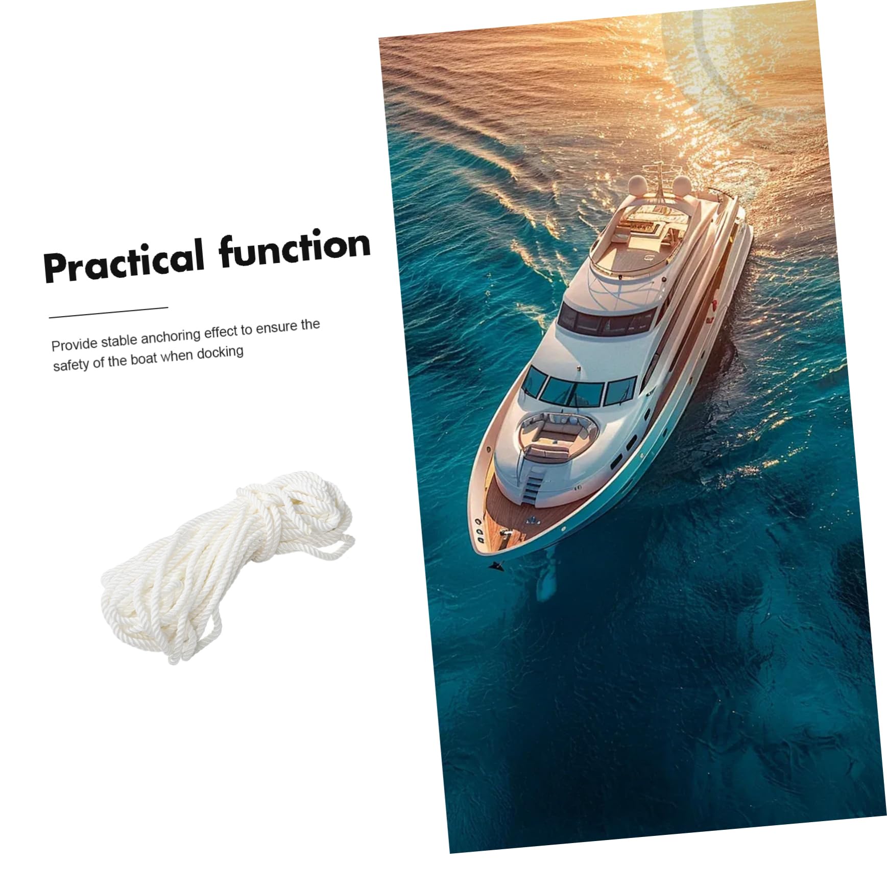 Yardwe Weißes Nylon-marineseil Robuste Bootsanlegeleine Zum Festmachen Und Verankern Strapazierfähiges Nylon-yachtseil Für Docks Und