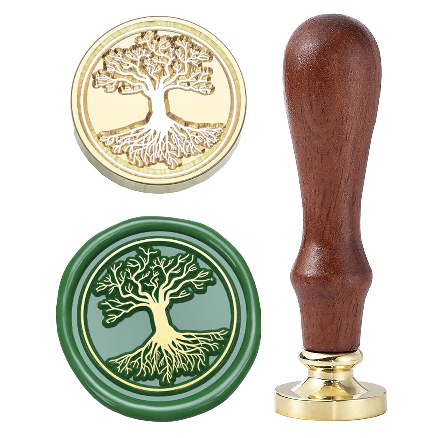 Tree of Life Wax Seal Stamp - Cosmic Tree Wax Stamp, 0.98 Inch (25mm) Brass Plant Stamp with Handle for Invitations, Cards,Envelopes, Letter Sealing, Anniversaries, Baby Shower(Sprawling)