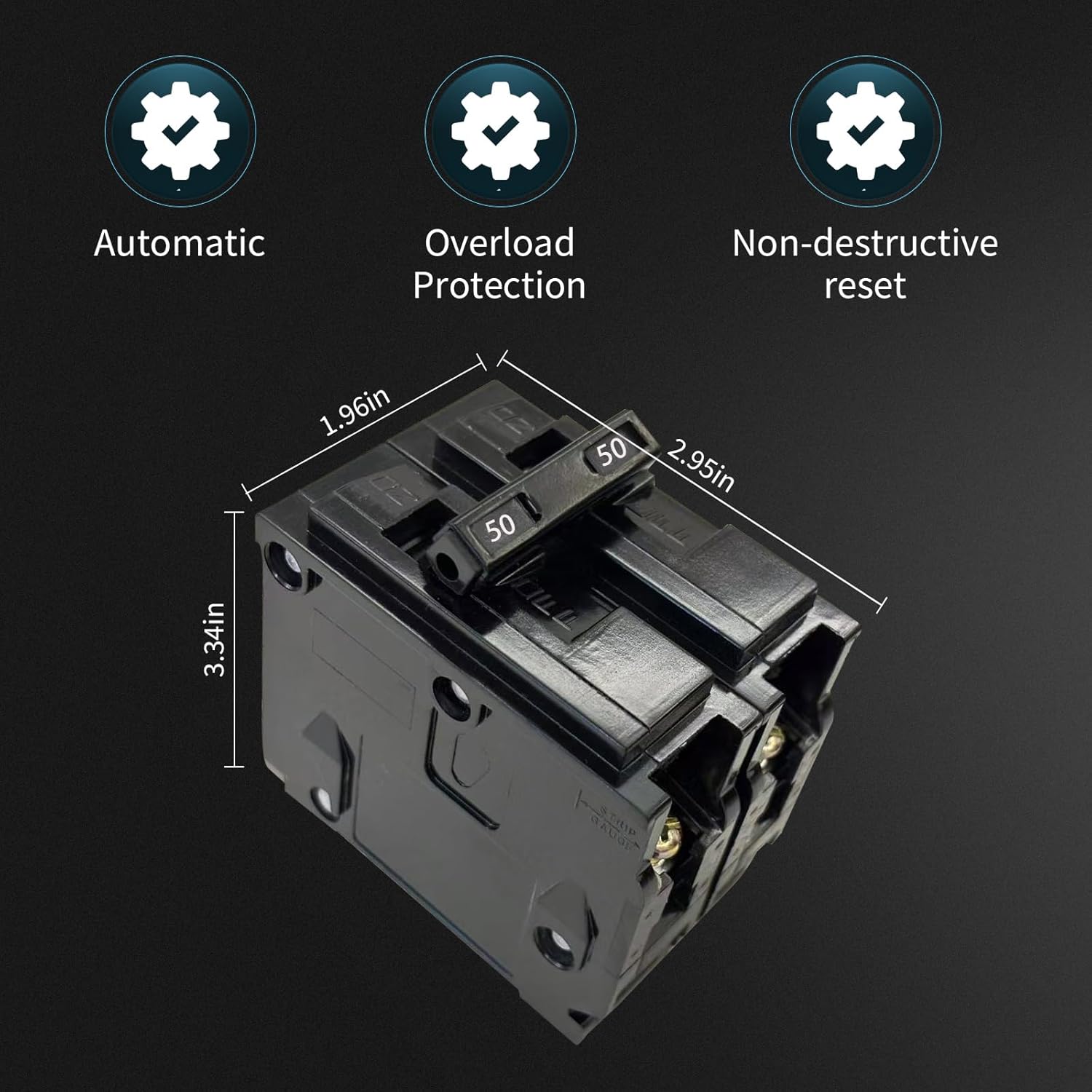 QP250 50A 2-Pole Circuit Breaker Type QP - Plug-in Mount 10kA 120/240V Thermal Magnetic - Compatible with Siemens PL/ES Load Centers & Panel Boxes