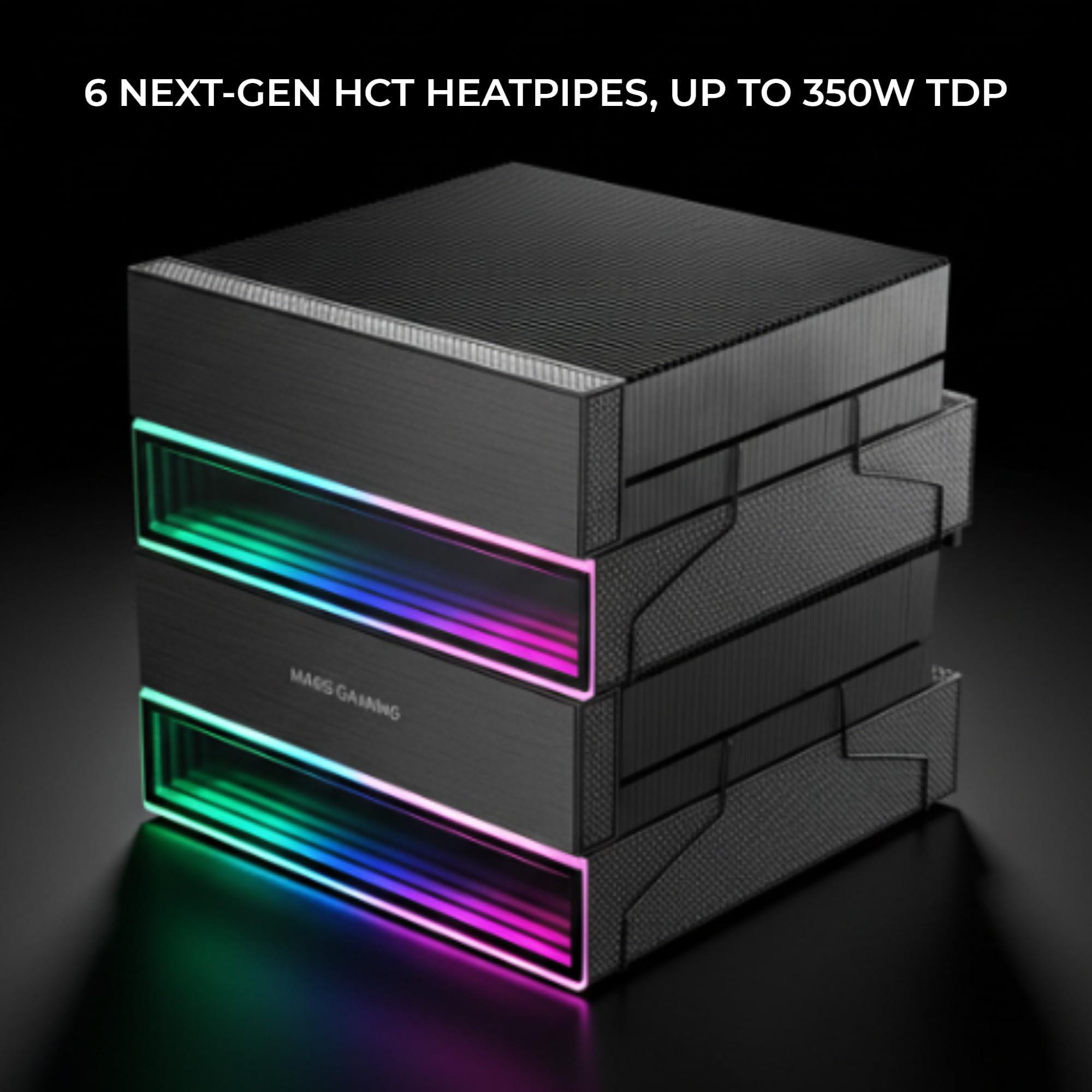 Mars Gaming MCPU-X26, Chłodzenie CPU Dual Tower 350W TDP, 2x Wentylatory 120mm ARGB Infinity Mirror, 6 Heatpipes HCT, Miedziane Jądro, Łożyska FDB, Tryb Cichy, Intel LGA i AMD, Czarny
