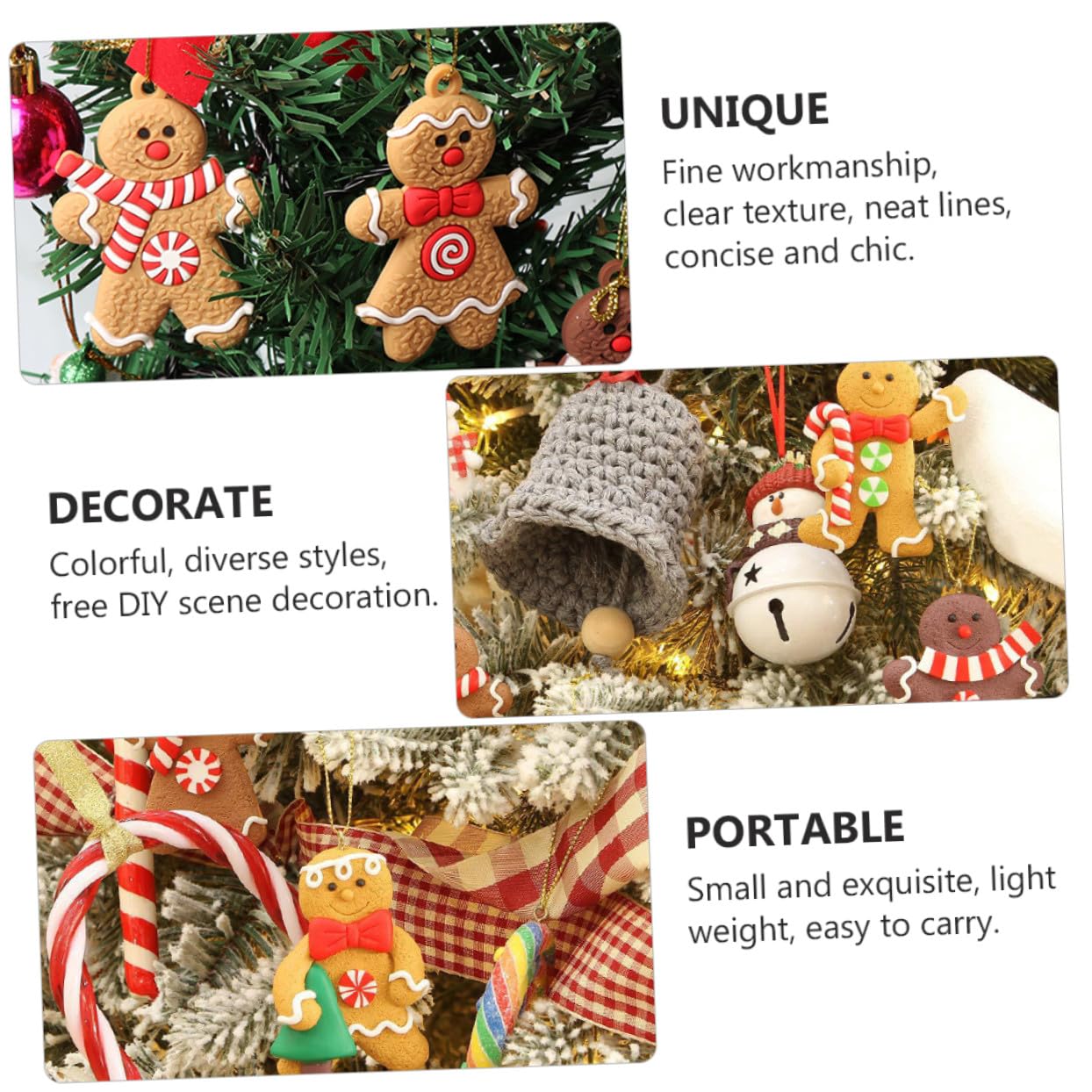 24 Piezas Adornos Colgantes de PVC para Árbol de Navidad Figuras de Hombre de Jengibre Ligeras y Resistentes Decoración Navideña Elegante y Fácil de Colgar
