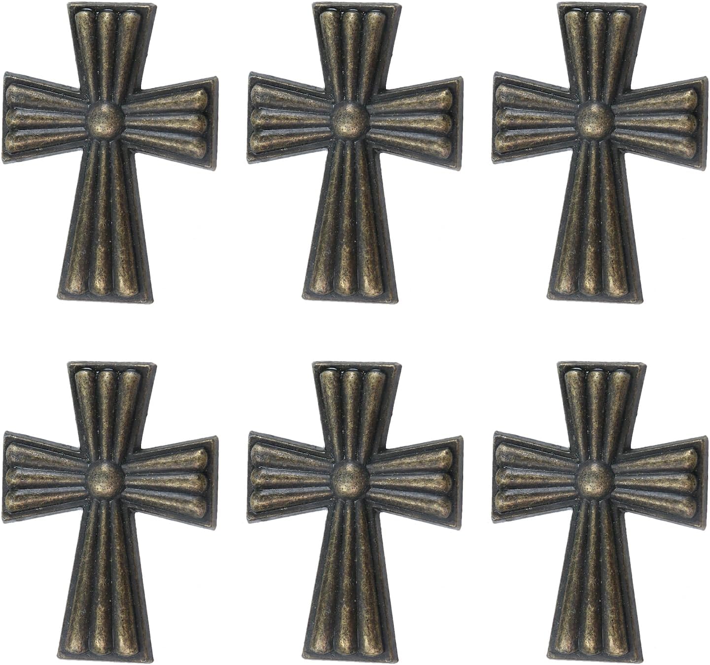 Geesatis 6Pcs Retro Style Cross Shaped Pull Handles Knob Zinc Alloy Antique Cabinet Pulls(2x1.5in)