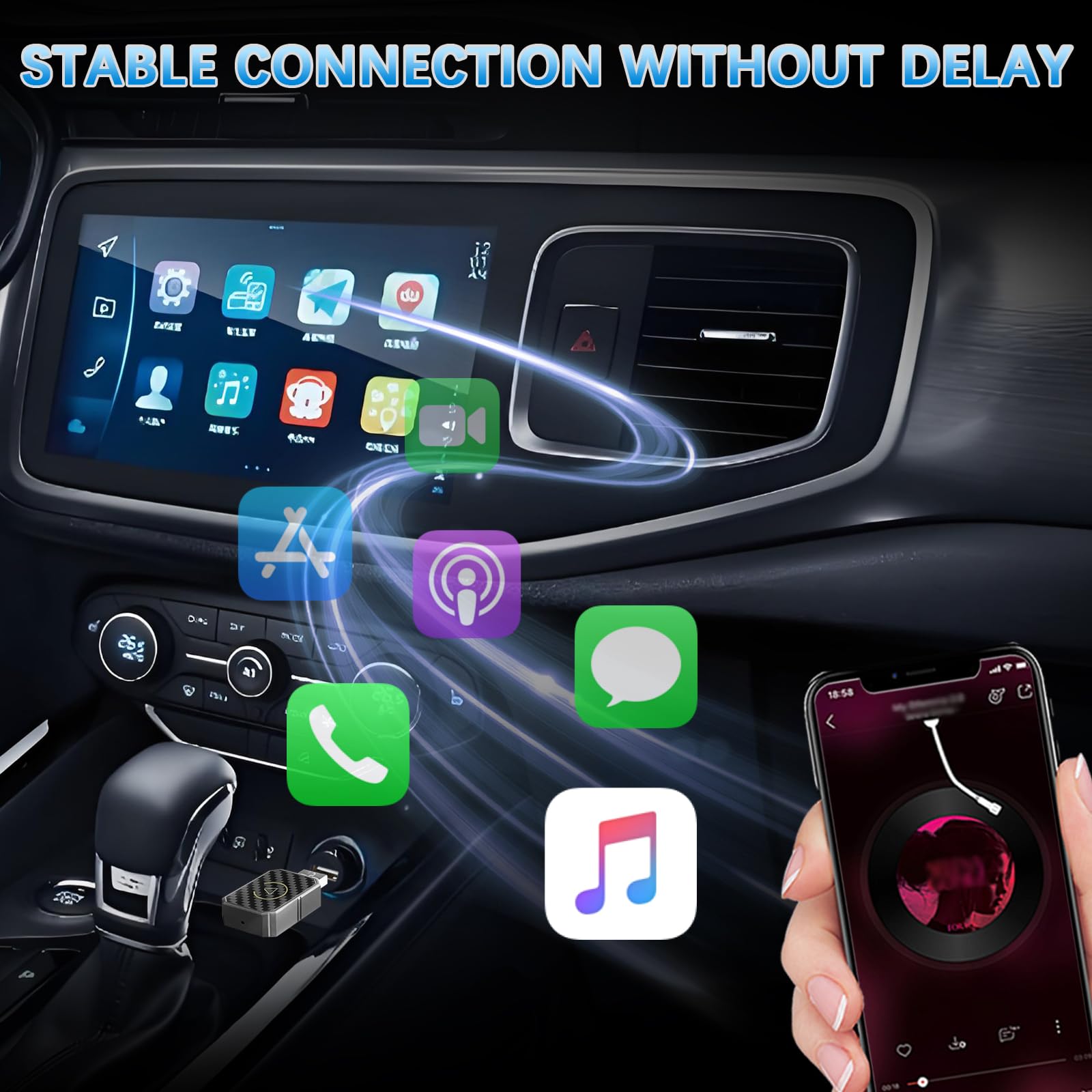 Bezprzewodowy adapter do Carplay, mini adapter do konwersji przewodowej na bezprzewodową CarPlay/Android Auto