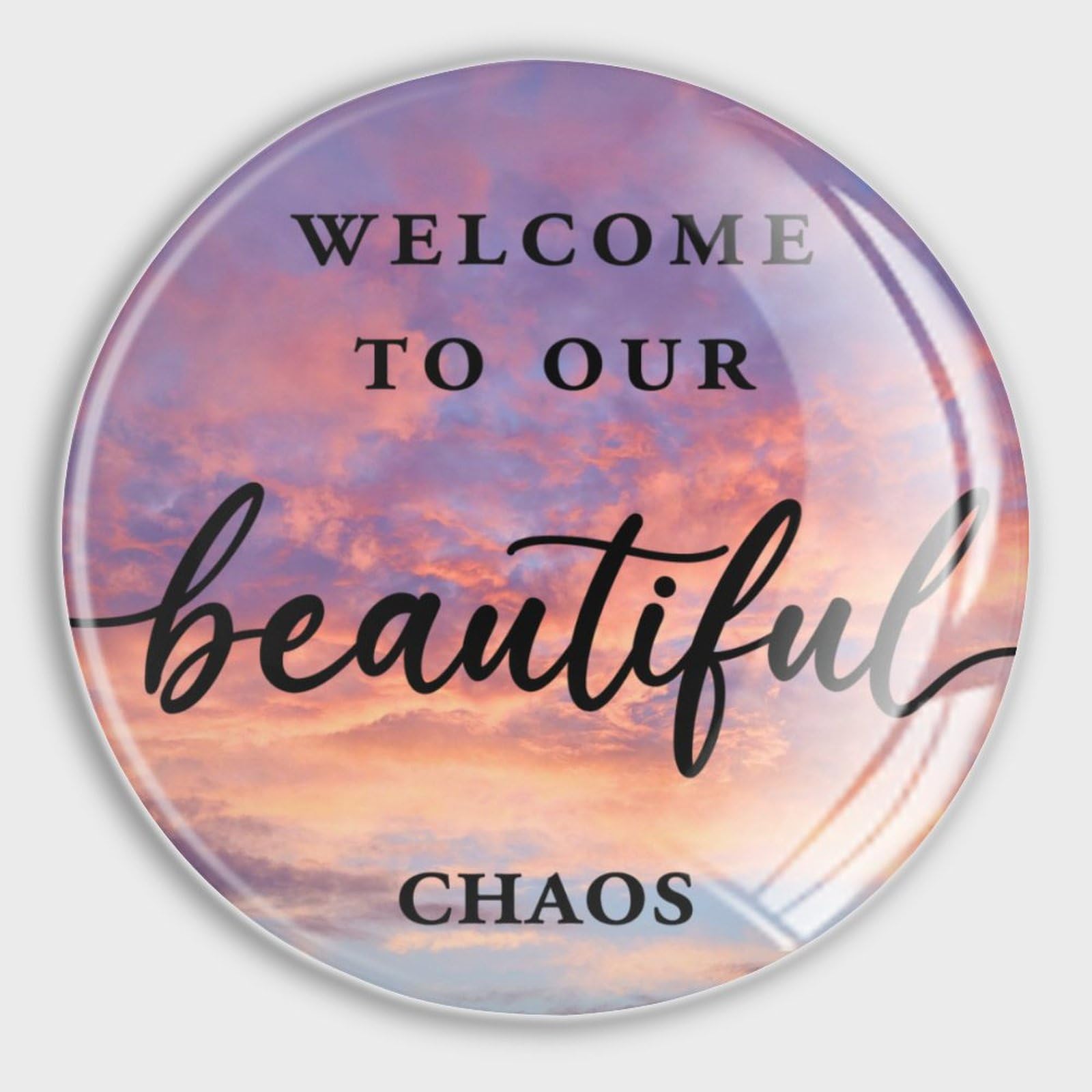 Aimants de réfrigérateur Welcome To Our Beautiful Chaos en verre lot de 4 idée cadeau