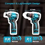 SEESII Conducteur d'impact & Kit d'outils de forage sans fil - 16Pcs Combo de l'outil de puissance avec 2X 2000mAh Batteries et Fast Charger Toolbox, Pilote de forage électrique pour les hommes réparation à la main à domicile DIY