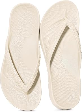 KIDMI Arch Support Flip Flops for Womens Comfortable Orthopedic Sandals, New white 39