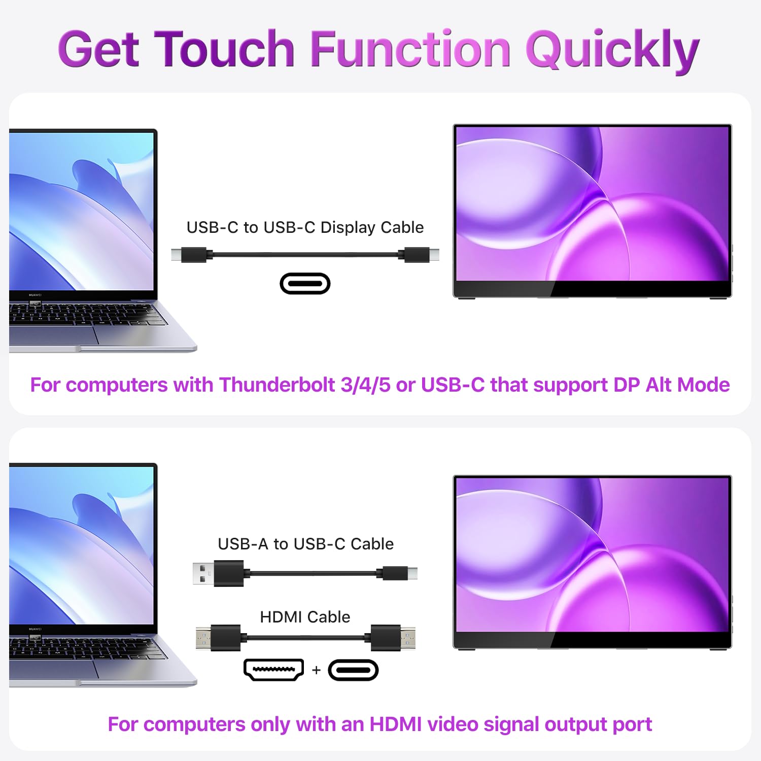 15,6-calowy przenośny monitor cocopar 1080P FHD 60 Hz 85% sRGB z głośnikiem HDMI USB-C Drugi ekran do laptopa MacBook Surface PC Xbox PS4/5, montowany na VESA, z ekranem dotykowym