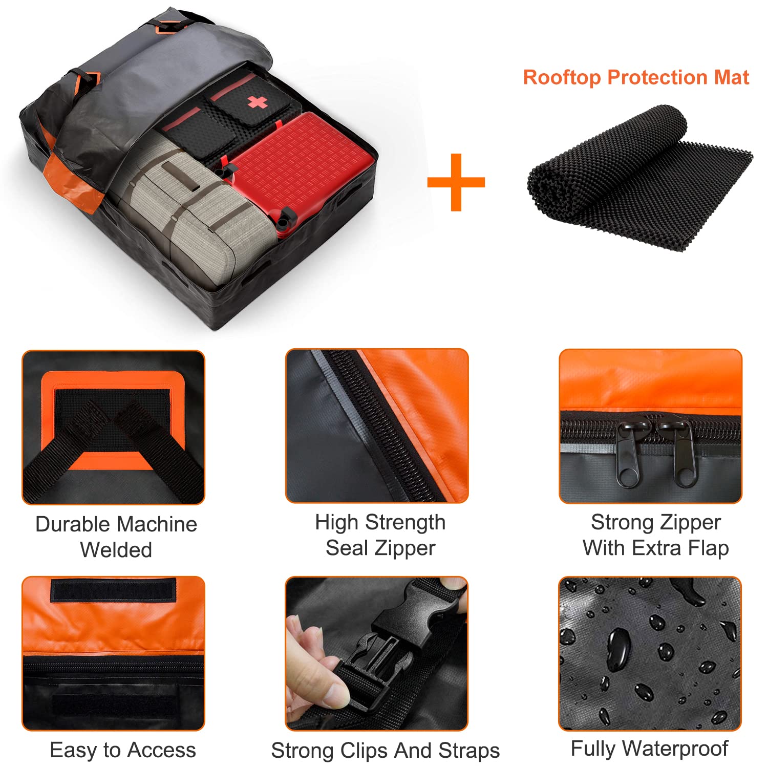 FIVKLEMNZ 21 Cubic Car Roof Bag Cargo Carrier, Waterproof Rooftop Cargo