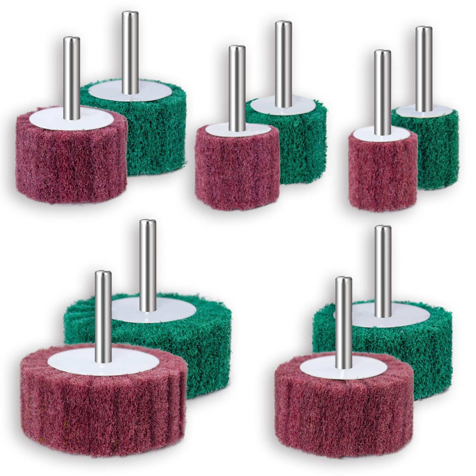 FEIHU Meules en mousse pour perceuses électriques - Roue Abrasive - Têtes de ponçage - Nettoyage et décapage de toutes les surfaces en bois et en métal - Lot de 10