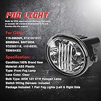 Vista 4 de Luces antiniebla de conducción de repuesto para Toyota Matrix 2003-2008, Pontiac Vibe 2003-2008, Scion TC 2004-2010 con bombillas halógenas 9006 12V