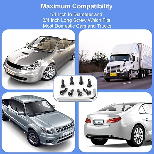 Miniatura 5 de 8 juegos de sujetadores antirrobo de acero inoxidable para matrícula, kits de tornillos a prueba de óxido y antivibración para matrícula (antirrobo)