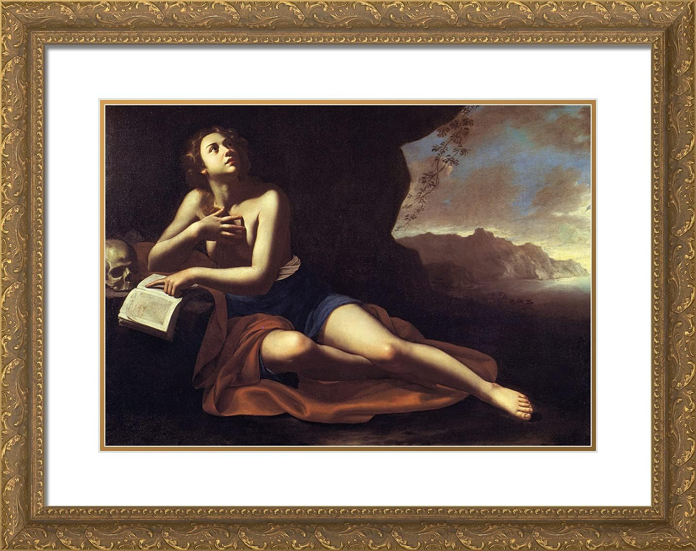 ArtDirect Gentileschi, Artemisia 24x19 Gold Ornate Framed Art Print with Double Matting Titled: Mary Magdalene in Ecstasy l