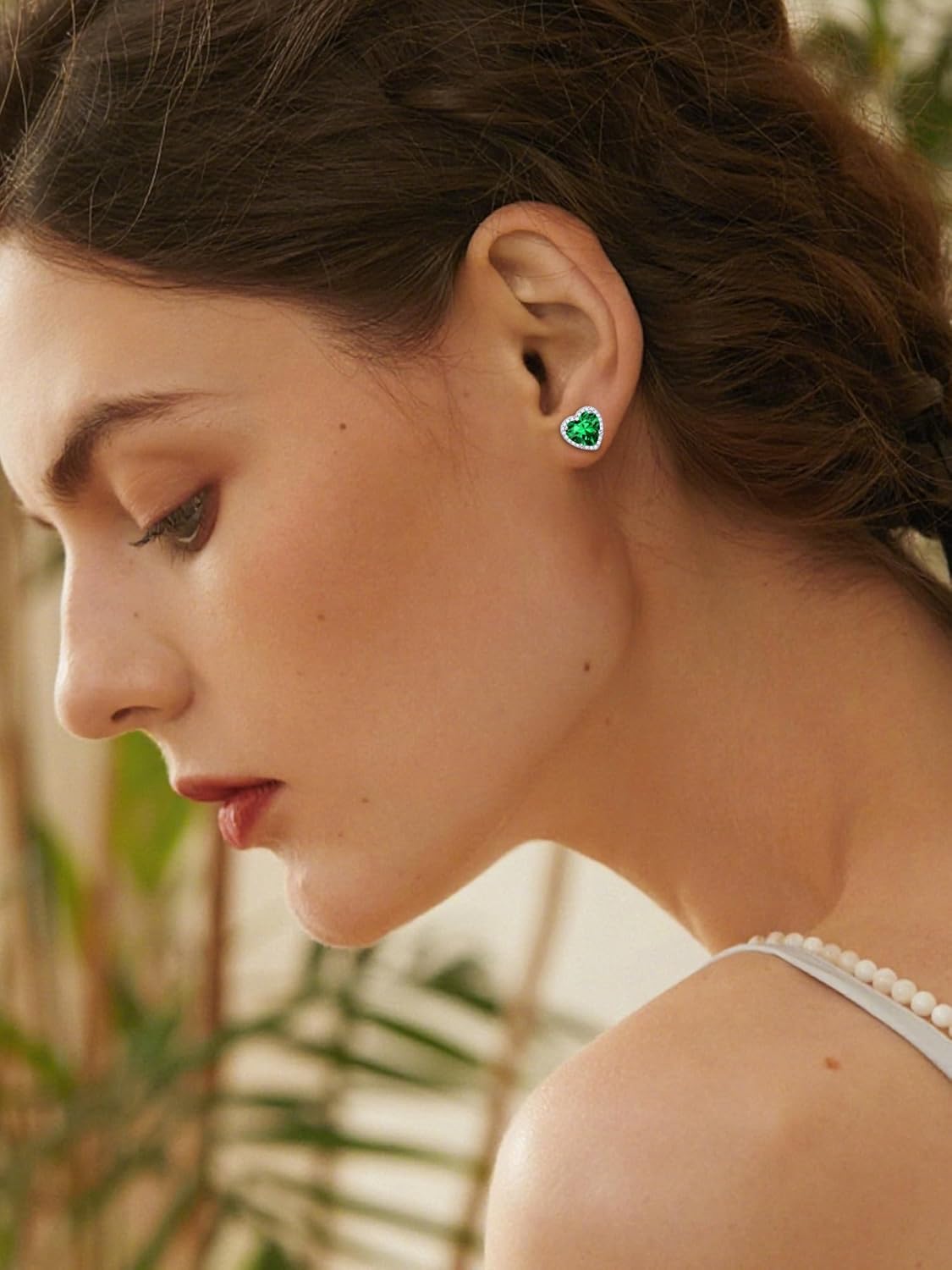 ChicSilver 925 Sterling Silver Birthstone Earrings for Women, 8MM/2 Carat Heart & Round Cubic Zirconia Stud Earrings, Hypoallergenic Jewelry, Ideal Birthday or Christmas Gifts - Image 3