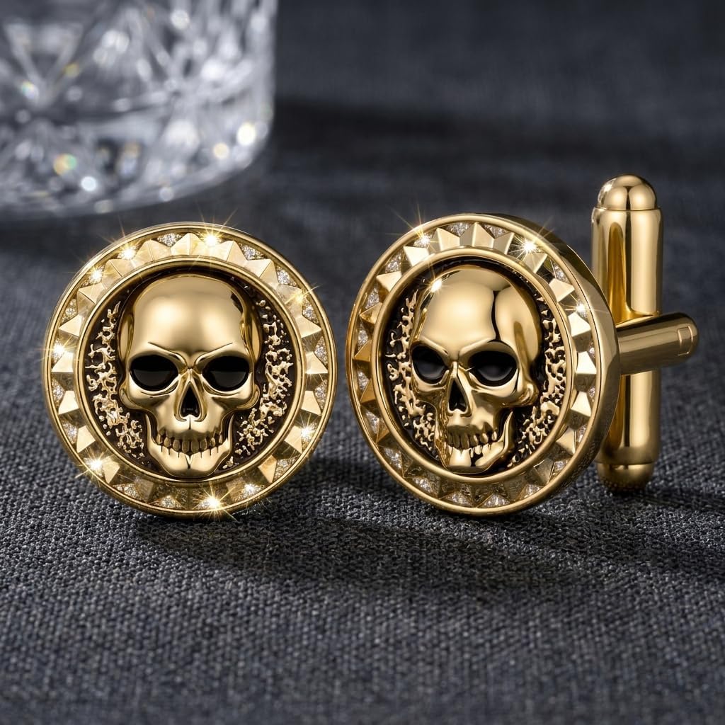 Skull Cufflinks S925 Sterling Silver Cuff Links Mens Wedding Father's Day Jewelry Gifts for Men Women