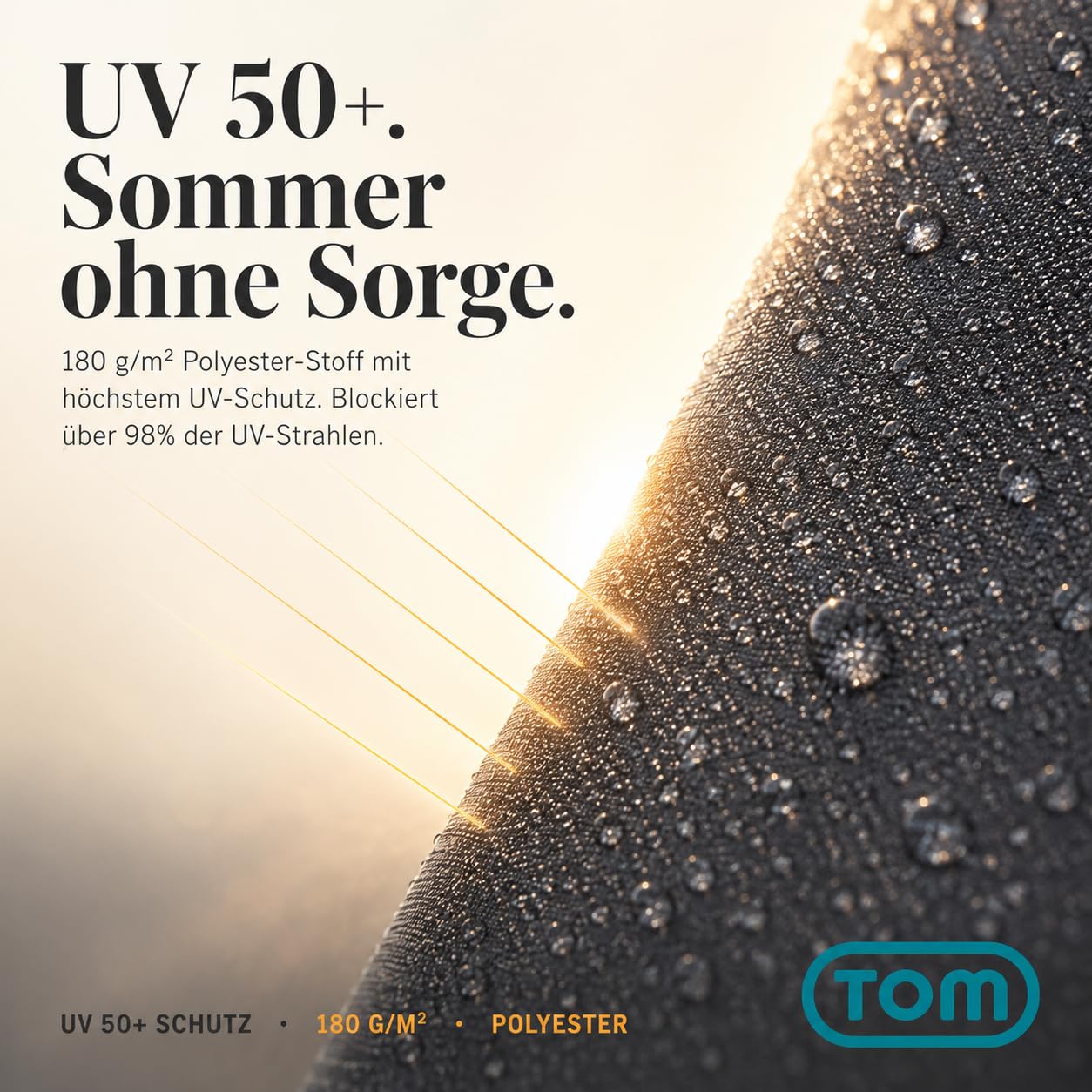 TOM rechteckiger Sonnenschirm mit Schutzhülle und Kurbel für Balkon, Garten & Terrasse – großer 140 x 210 cm Gartenschirm Schirm in Anthrazit oder Beige – 45° knickbar