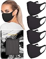KARIZMA Styling Essentials Black Cloth Face Masks 4 Pack - Buttery Soft Reusable Washable Fabric Masks for Men Women Kids