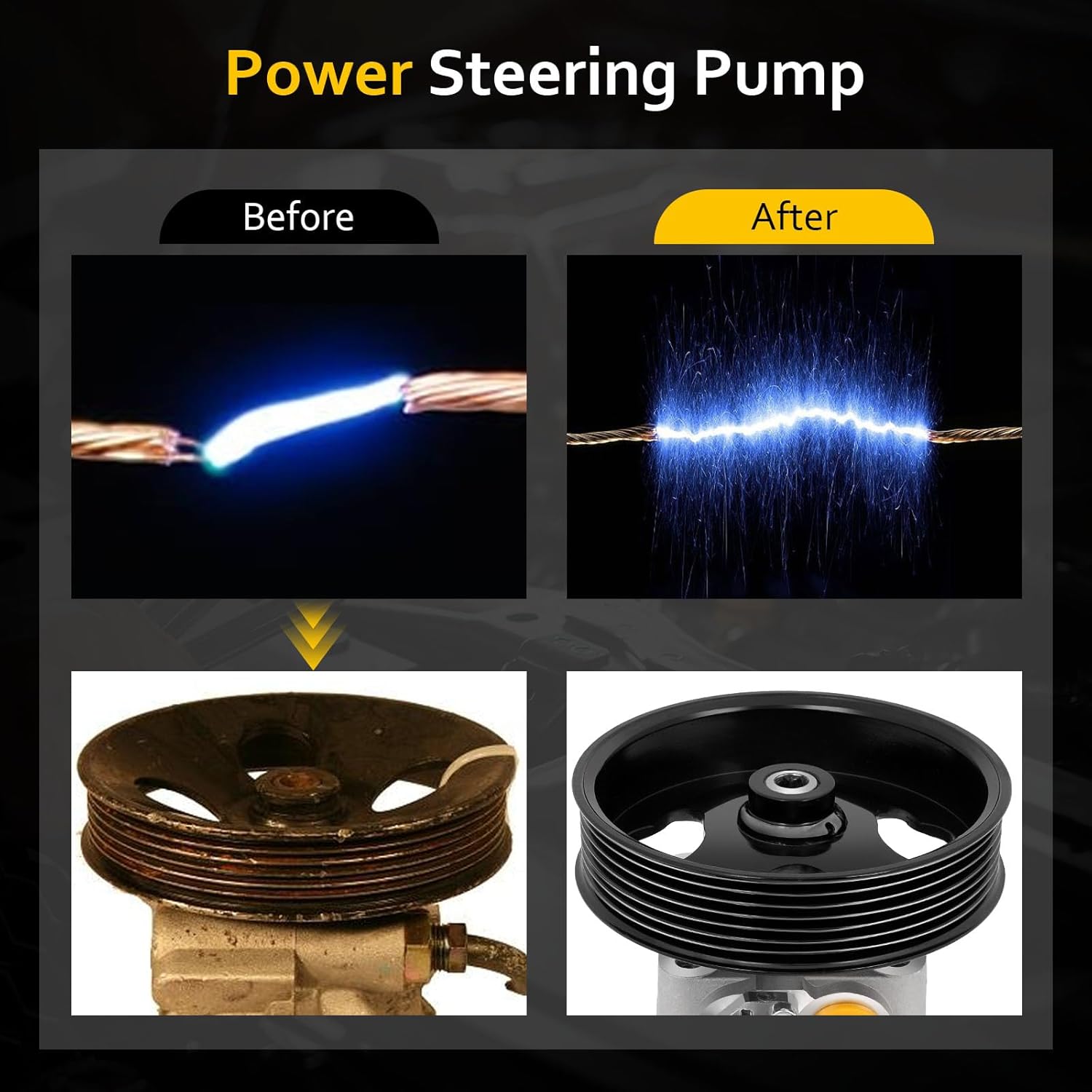 OCPTY Power Steering Pump Compatible with 2000-2005 For Hyundai Sonata 2.4L 2001-2006 For Kia Optima 2.4L 21-5257 5710038100 57100 38100 Power Assist Pump