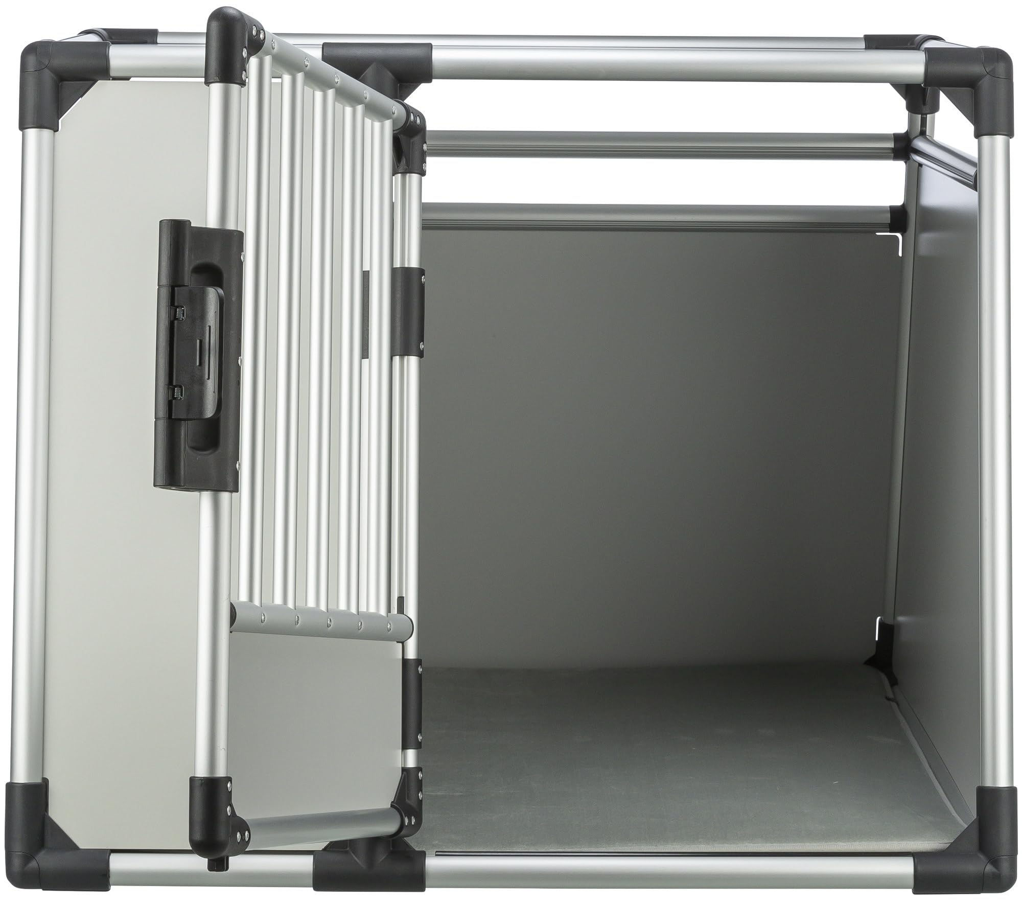 TRIXIE Caisse de transport pour chiens Aluminium en argent - L : 91 × 75 × 84 cm, caisse pour chien stable et silencieuse avec côtés biseautés, fermeture de sécurité & tapis de sol antidérapant- 39344
