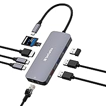 Verbatim Hub USB C 9 in 1, adattatore multiporta USB-C a HDMI, RJ45, USBA-A e USB-C, con lettore di schede SD, per Mac, MacBook Pro, Air, iPad Pro, Thinkpad, Windows Computer, Laptop e Co