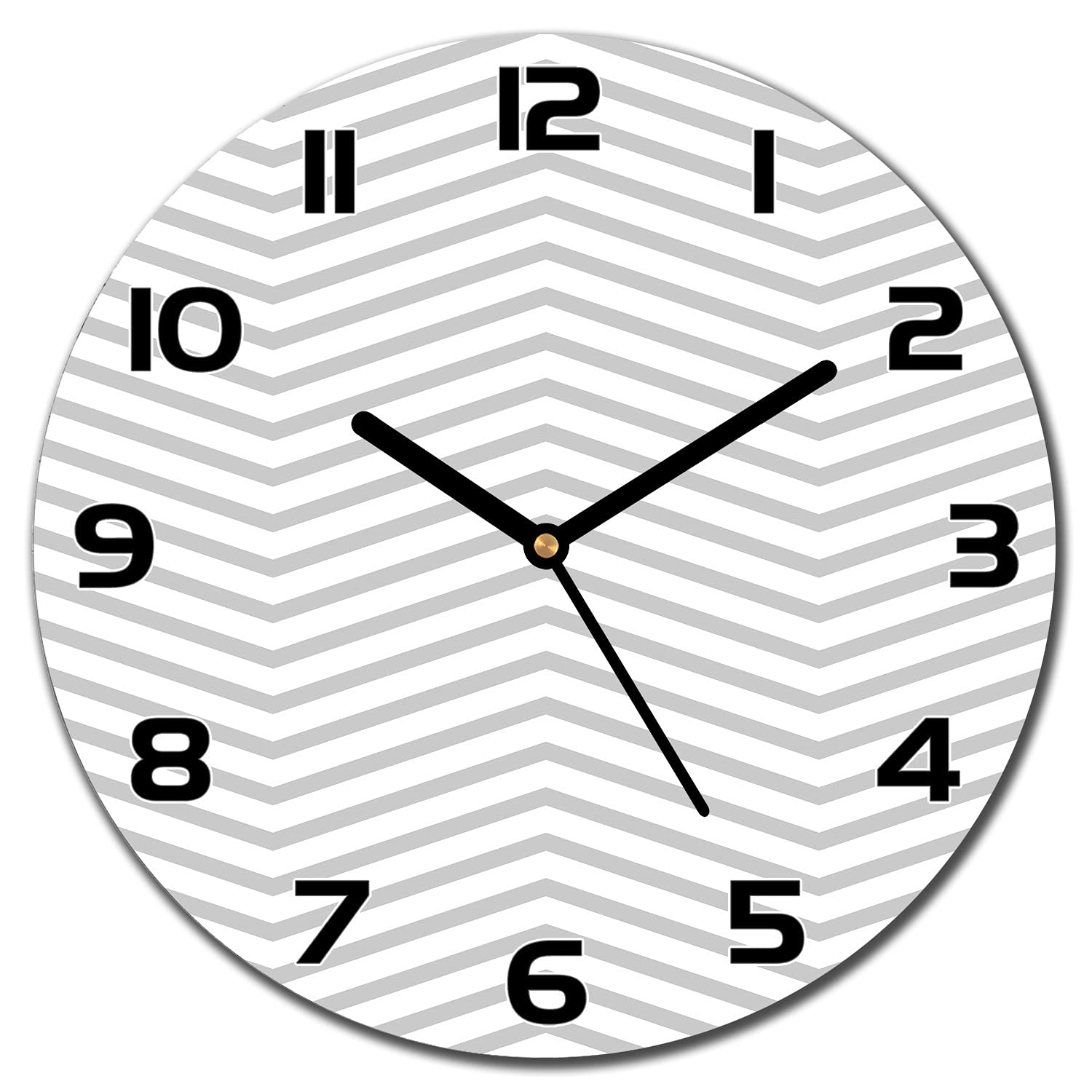 Horloge en verre 30 cm avec motif chevron géométrique pour décoration moderne