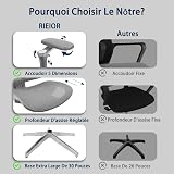 Rieior Chaise de Bureau Ergonomique Grand et Haut avec Repose-Pieds, Accoudoirs Réglables 5D, Support Lombaire, Dossier en Maille Inclinable, Siège Profondeur Réglable, Chaise Gaming Gris - 7