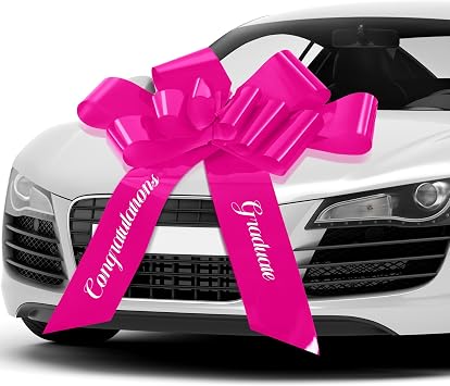 Chunful 30 Inch Graduate Car Bow Large Gift Bow for Cars 2026 Congratulations Graduate Decoration Gift Wrapping Ornament for Present Birthday Party Rose Red