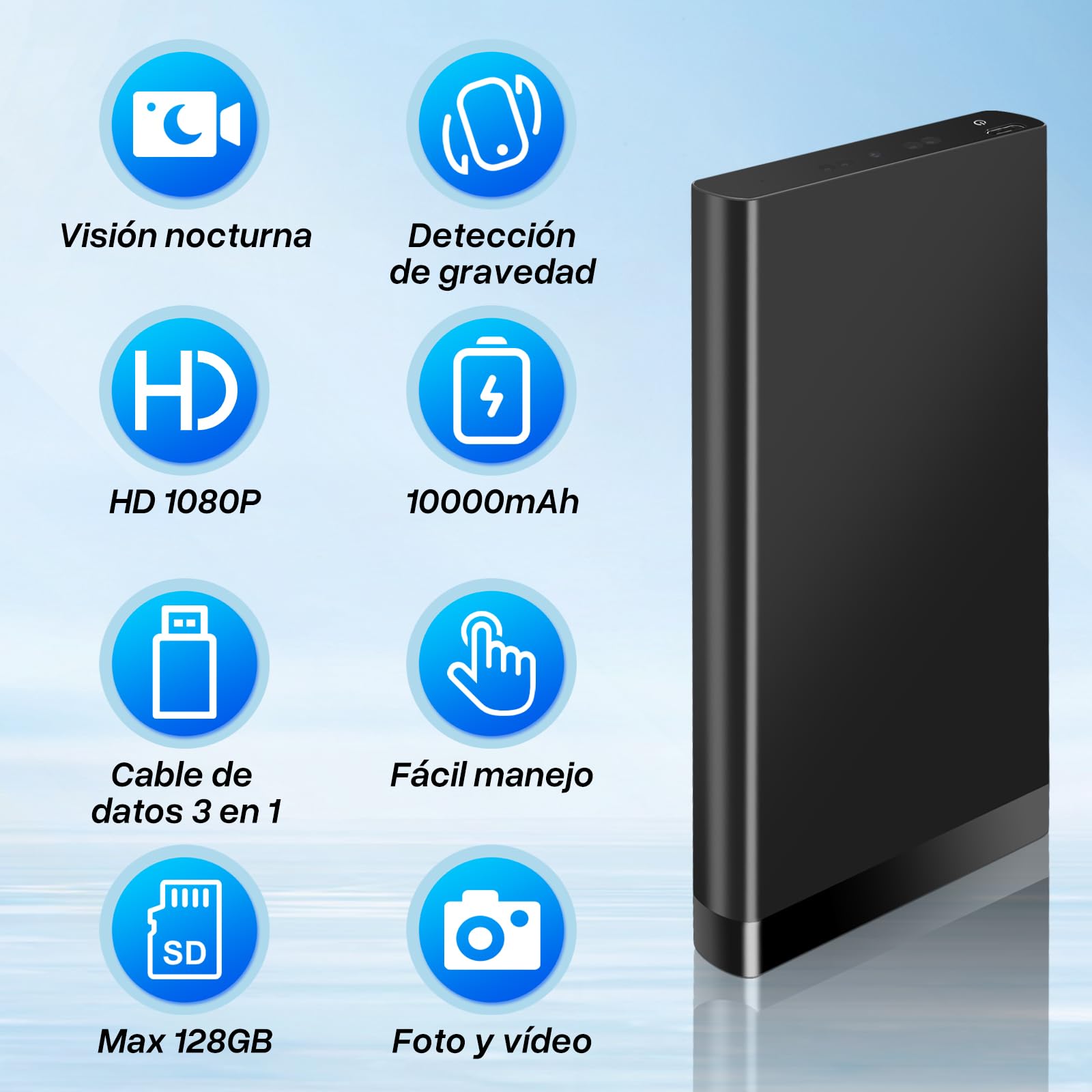Power Bank Spy CAM 10000mAh, Mini Cámara Oculta Espía HD 1080P, Portátil Cámara Espía sin WiFi, Micro Camara Oculta con Visión Nocturna para Uso Interior y Exterior, Casa, Viajes, etc.