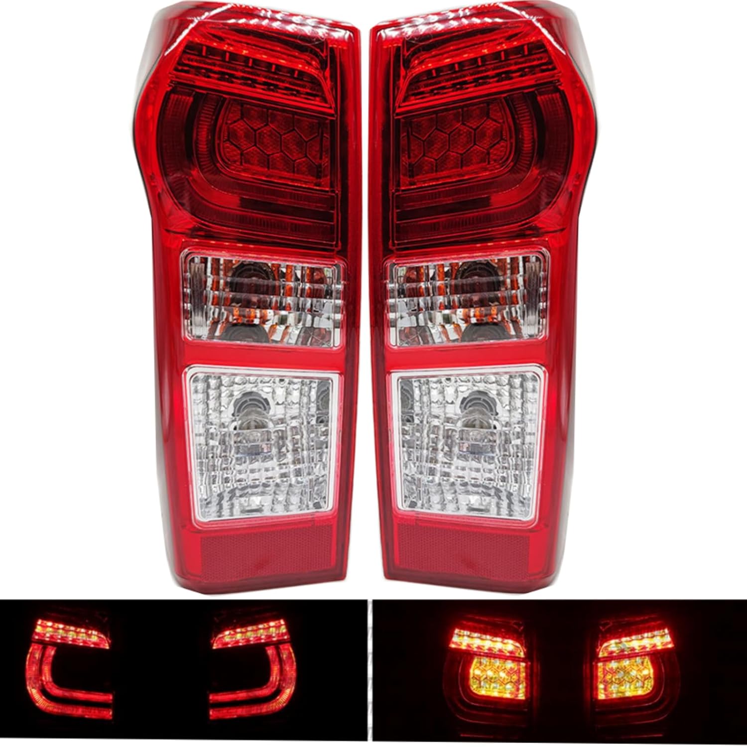 Pair Tail Light Assemblies Compatible With Isuzu D-max Dmax TFR TFS 3.0L 2016 2017 2018 With Wiring harness Bulbs Replace 8981254033 8961254023 8981253993 8961253983 LED Brake Type