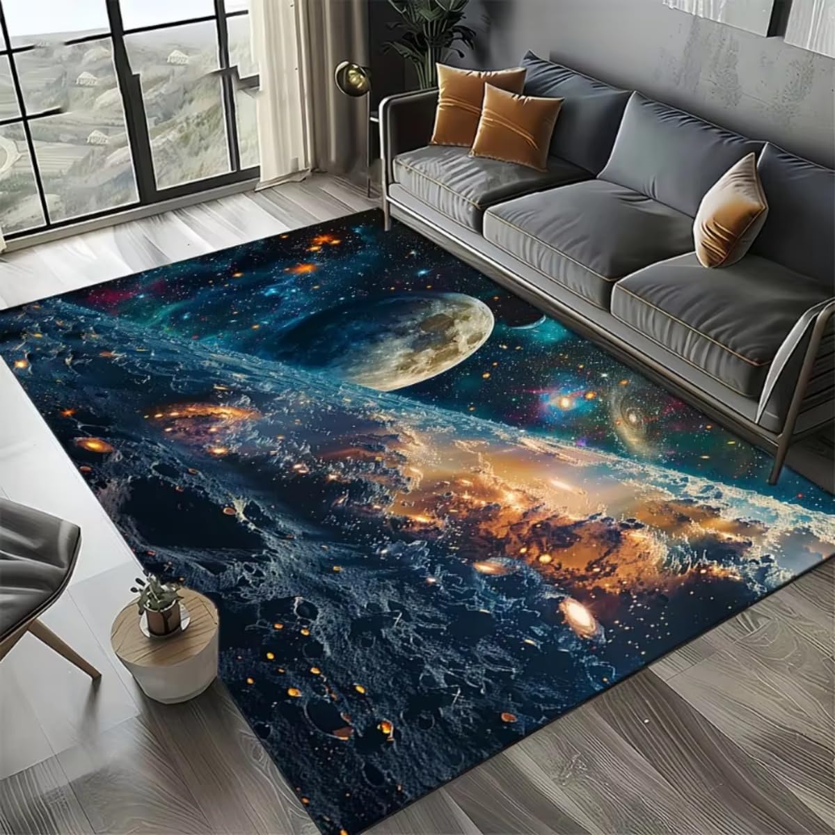Tapis galaxie chambre enfant tapis espace 3D doux univers 160x230cm