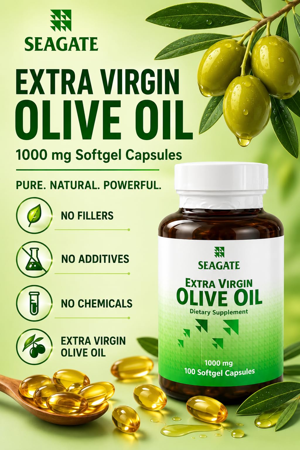 Amazon.com: Seagate Products Extra Virgin Olive Oil 1000 mg 100